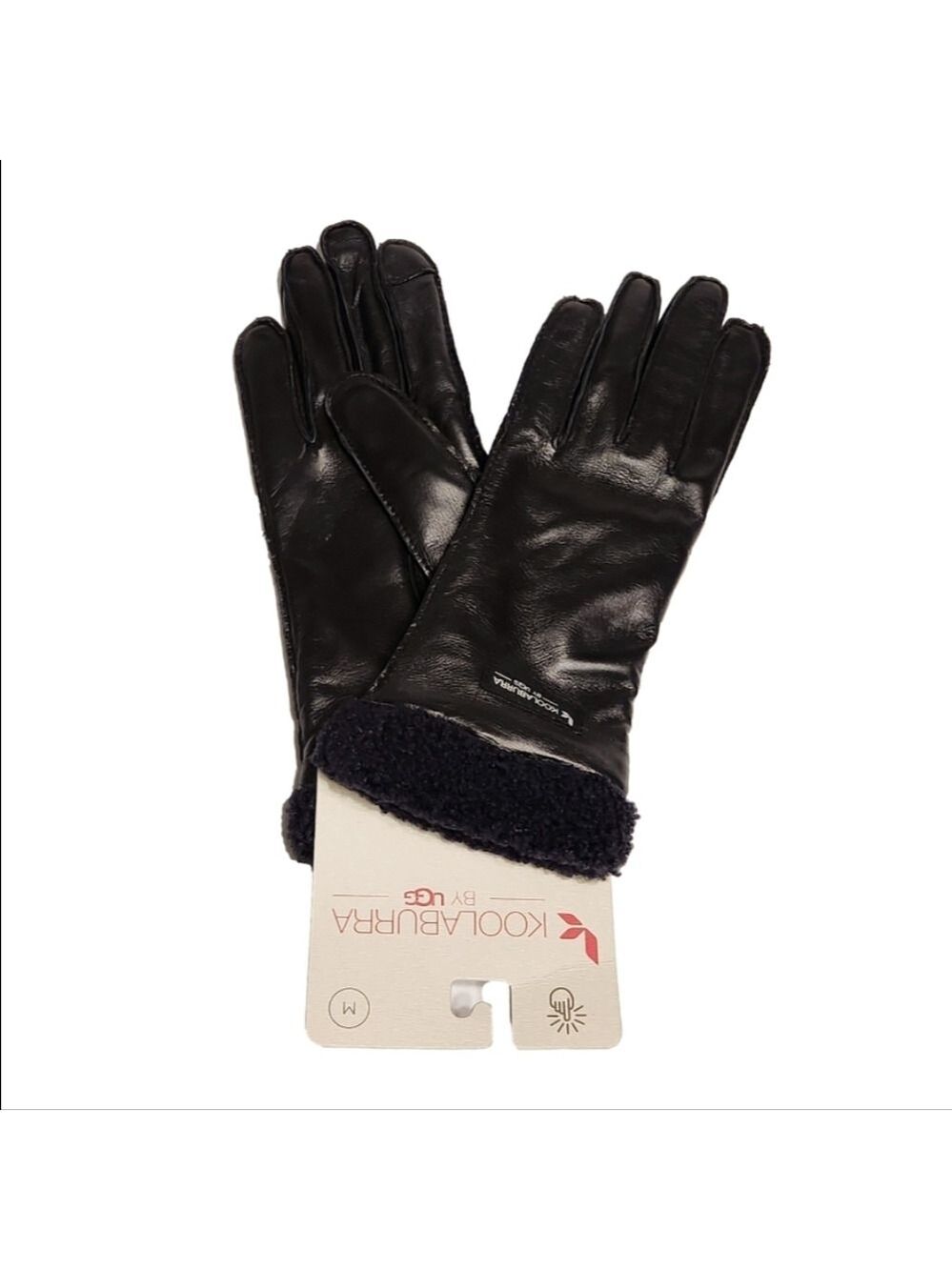 Koolaburra by UGG Leather Sherpa Faux Fur Gloves Black Medium